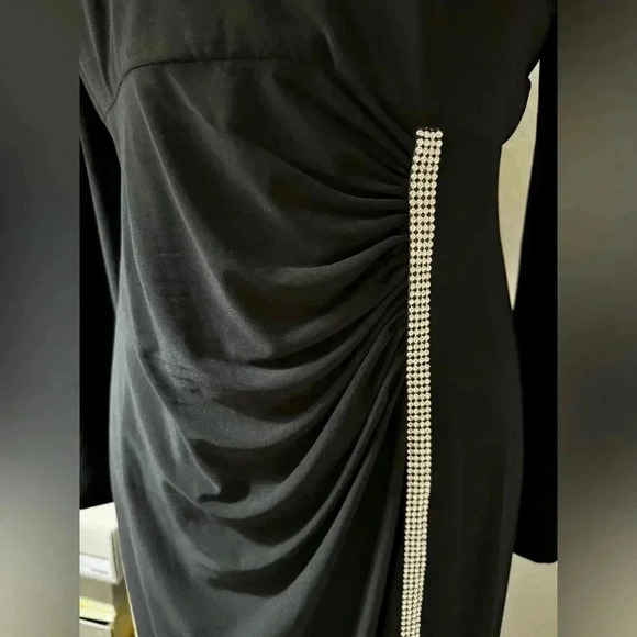 MSK Womens Black Long Sleeve Jewel Neck Full-Length Evening Dress 10 - Picture 6 of 10